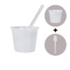 Kit 50 unidades Pote Copo de Caldo PS Transparente 250ml + Colher Refeição
