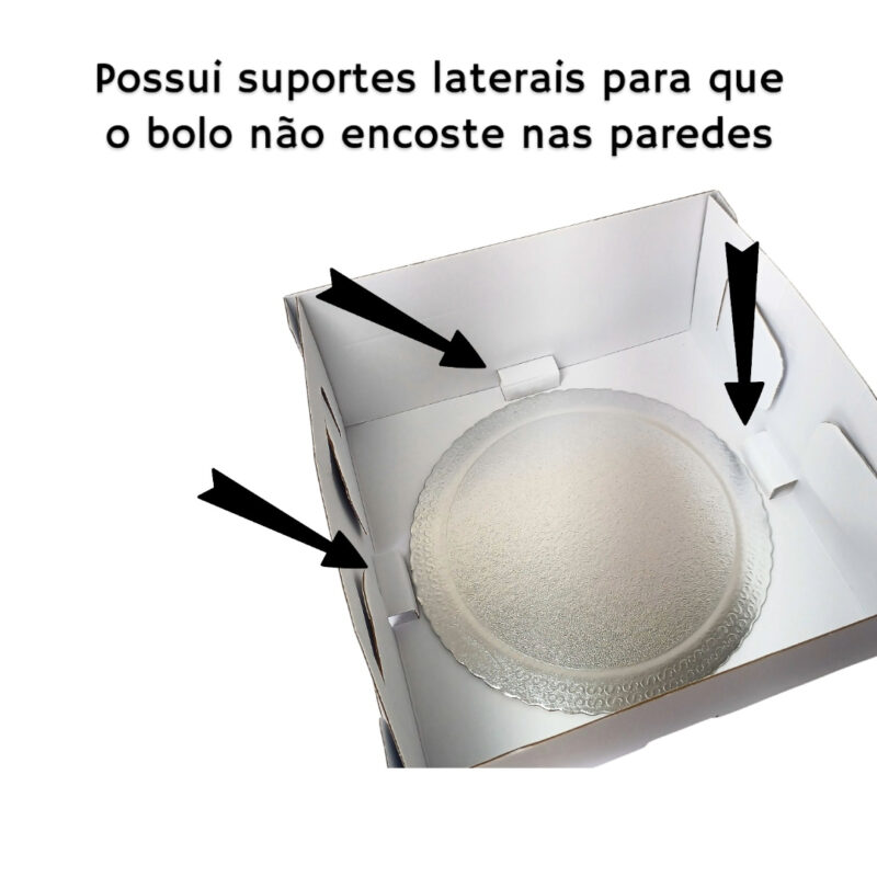 Caixa Cubo Com Tampa Para Bolos Tortas 32,5x32,5x15cm Branca - Imagem 6