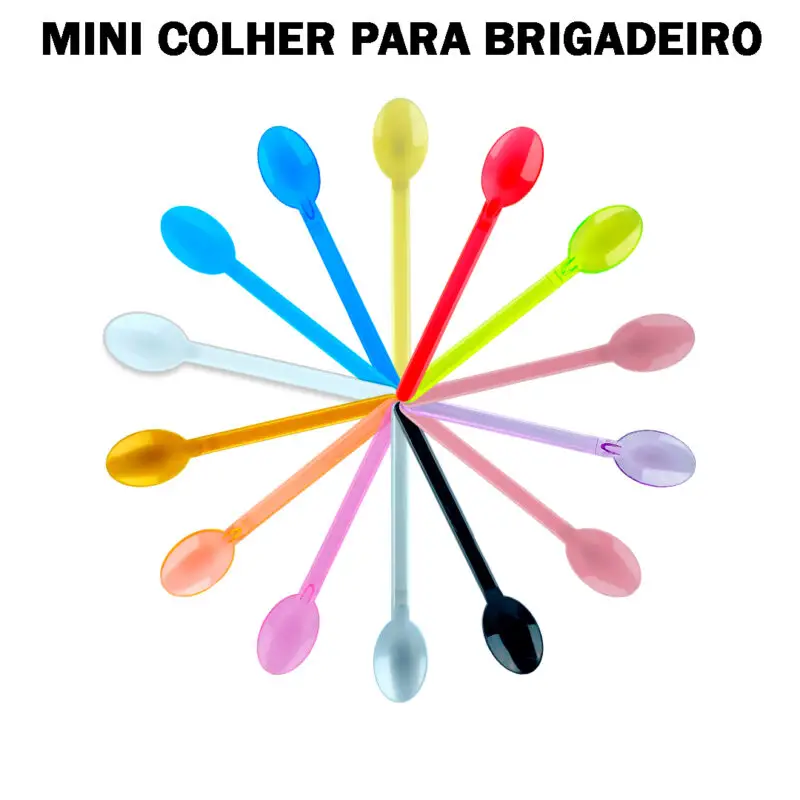 Mini Colher para Café Chá Brigadeiro Doces C/ 100 Uni Colorido