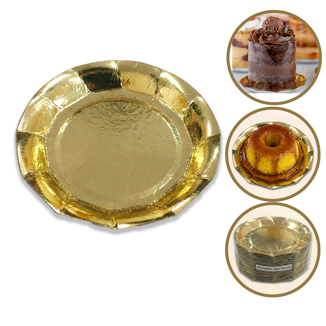 Base para Doce Redonda Gota Quadrada Retangular Pudim Prata Branca Ouro Dourada Com 20 uni Decoração Festa Mesa
