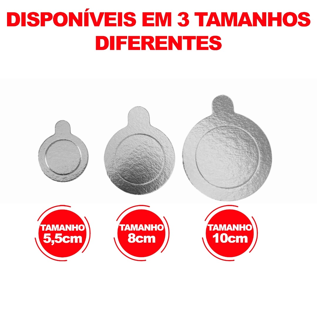 20/40/60/80/100 unidades Base Disco Laminada Para Doce Prata Luxo Redonda 5,5cm 8cm e 10cm Ultrafest - Imagem 4