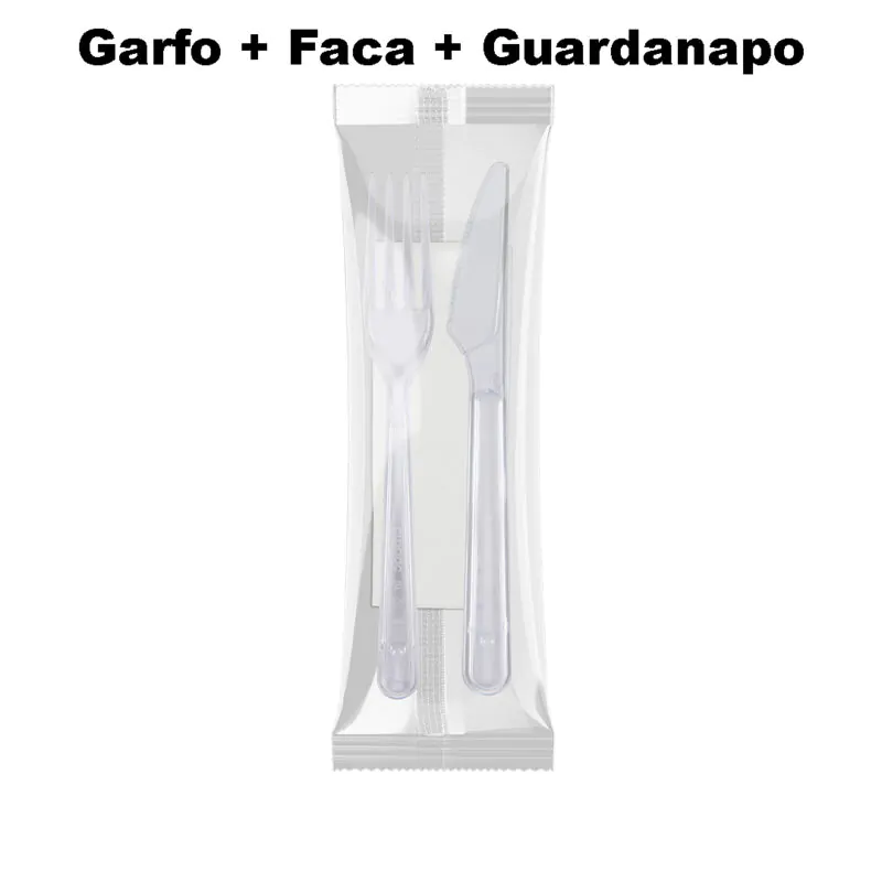 Kit Garfo E Faca Com Guardanapo Sachê Com 50uni - Cropac