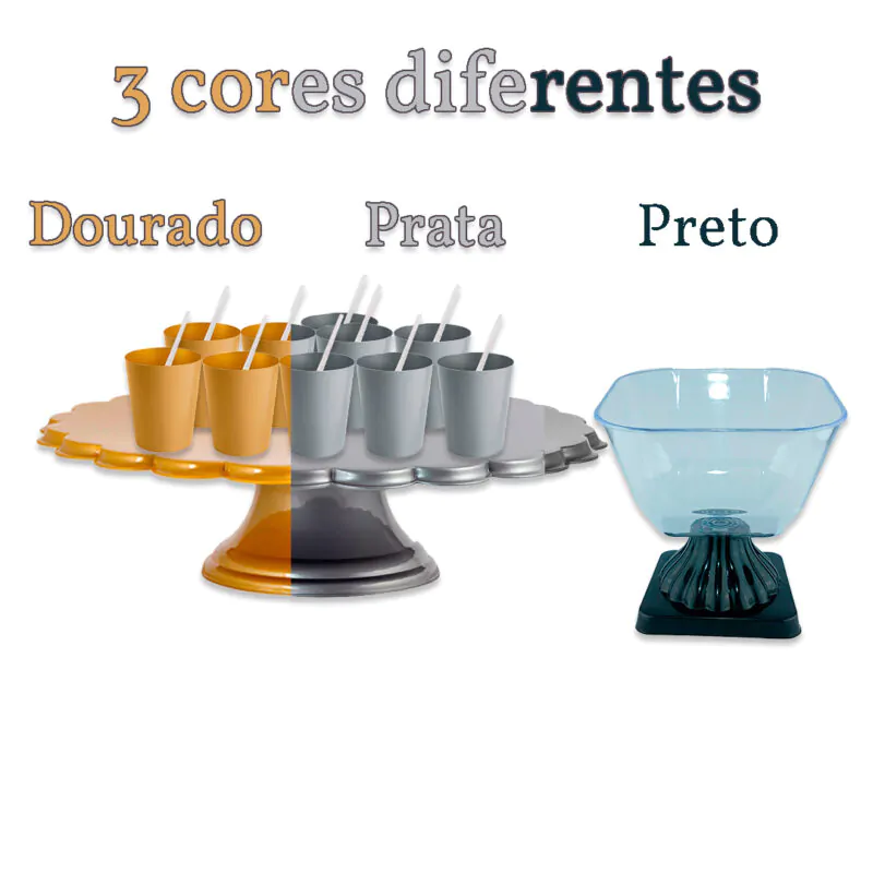 Kit Luxo Decoração de Mesa Boleira + Bomboniere + Copo e Colher C/102uni - Image 2